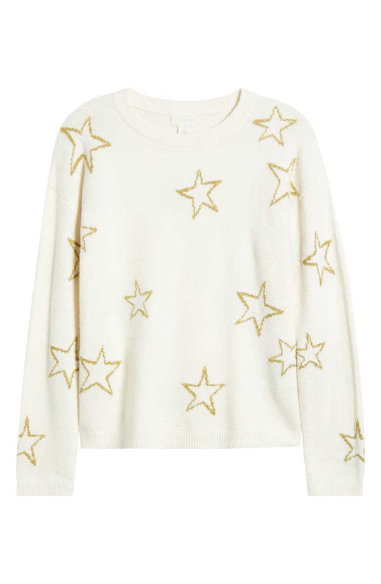 Caslon<sup>®</sup> Star Jacquard Sweater, Alternate, color, Ivory- Gold Sketched Star