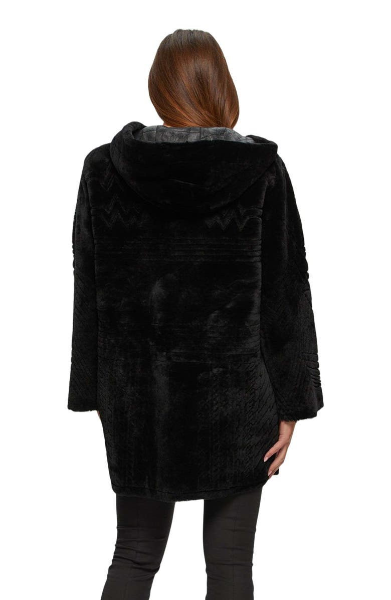 GORSKI Reversible Shearling Parka With Pattern, Alternate, color, Black