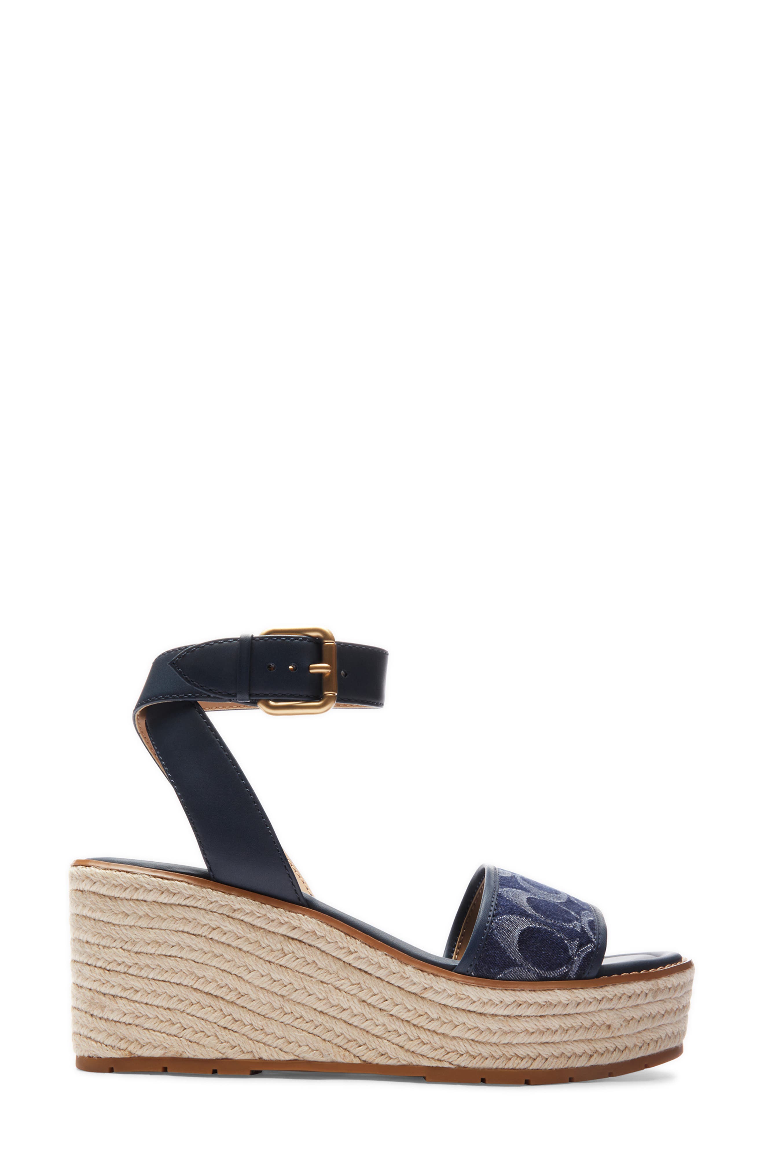 COACH Katherine Ankle Strap Espadrille Platform Wedge Sandal, Alternate, color, 