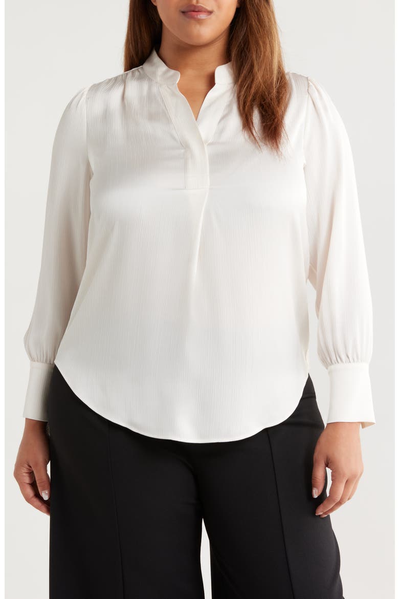 Textured Crepe Long Sleeve Top, Main, color, WHITE DOVE