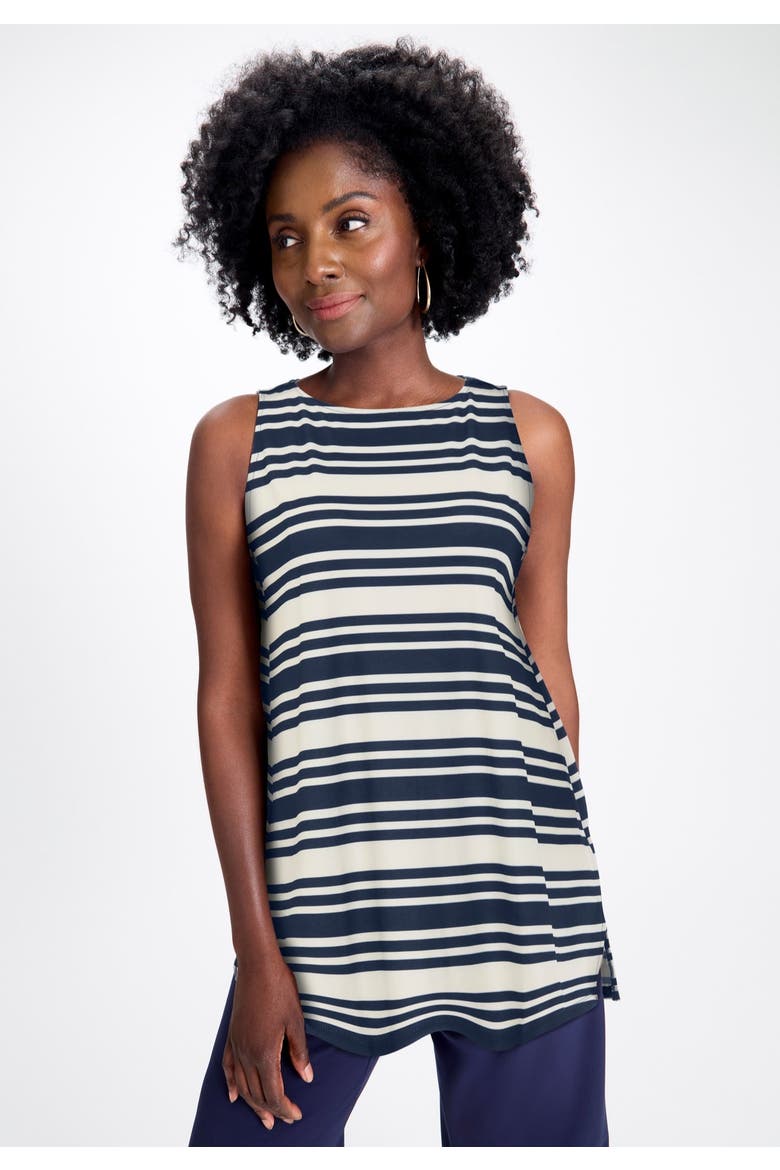 Stretch Knit Tunic Tank, Alternate, color, NAVY MIXED STRIPE