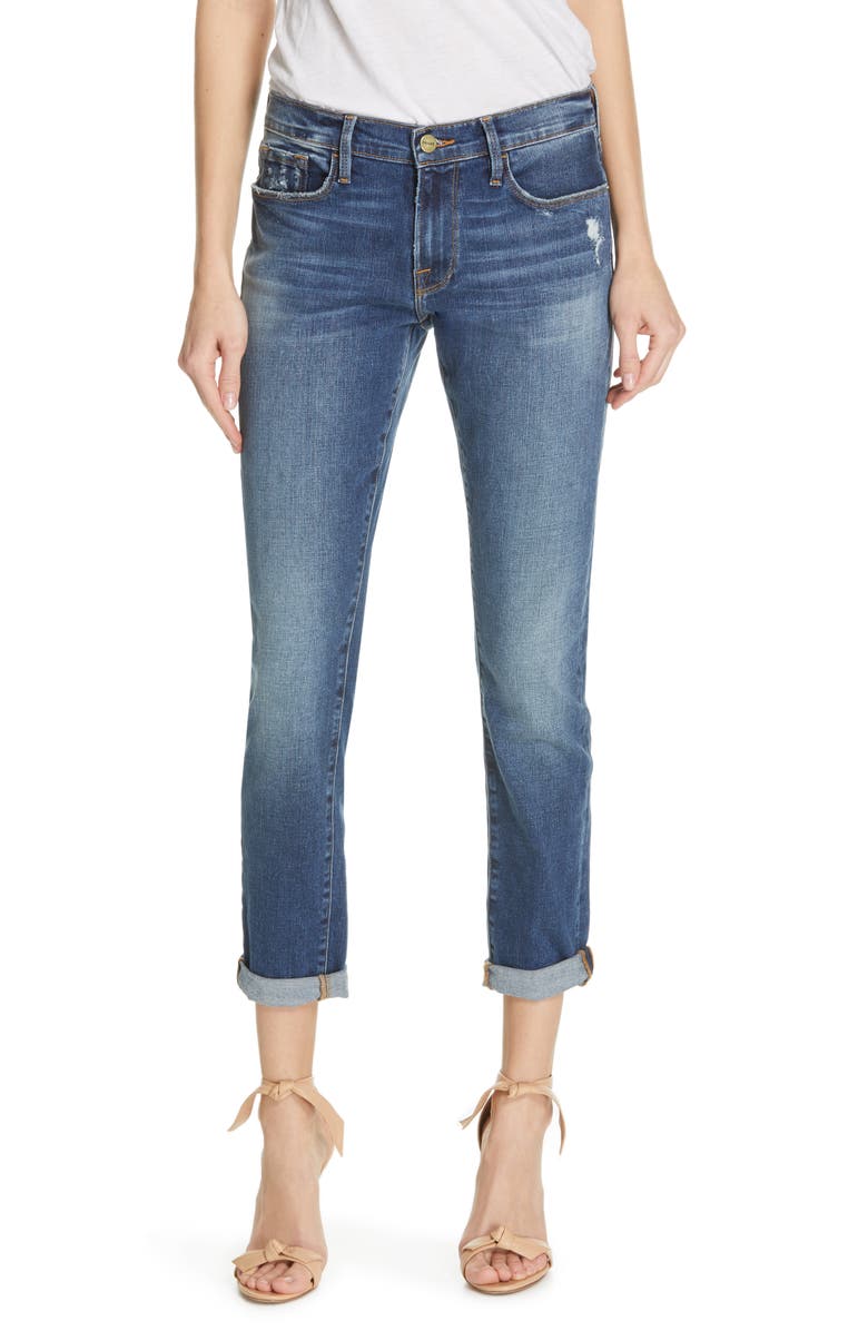 FRAME Le Garcon Ankle Boyfriend Jeans, Main, color, Azure