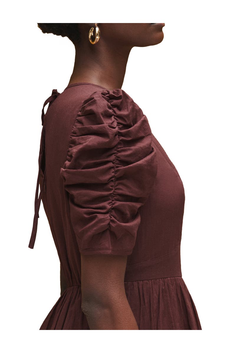 Ro&Zo Cotton Puff Sleeve Midi Dress, Alternate, color, 