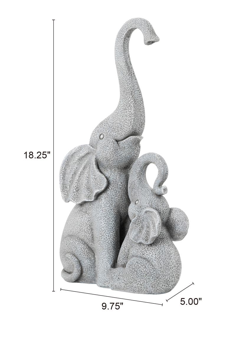 18.25"H Resin Mother and Baby Elephant Statue, Alternate, color, Grey