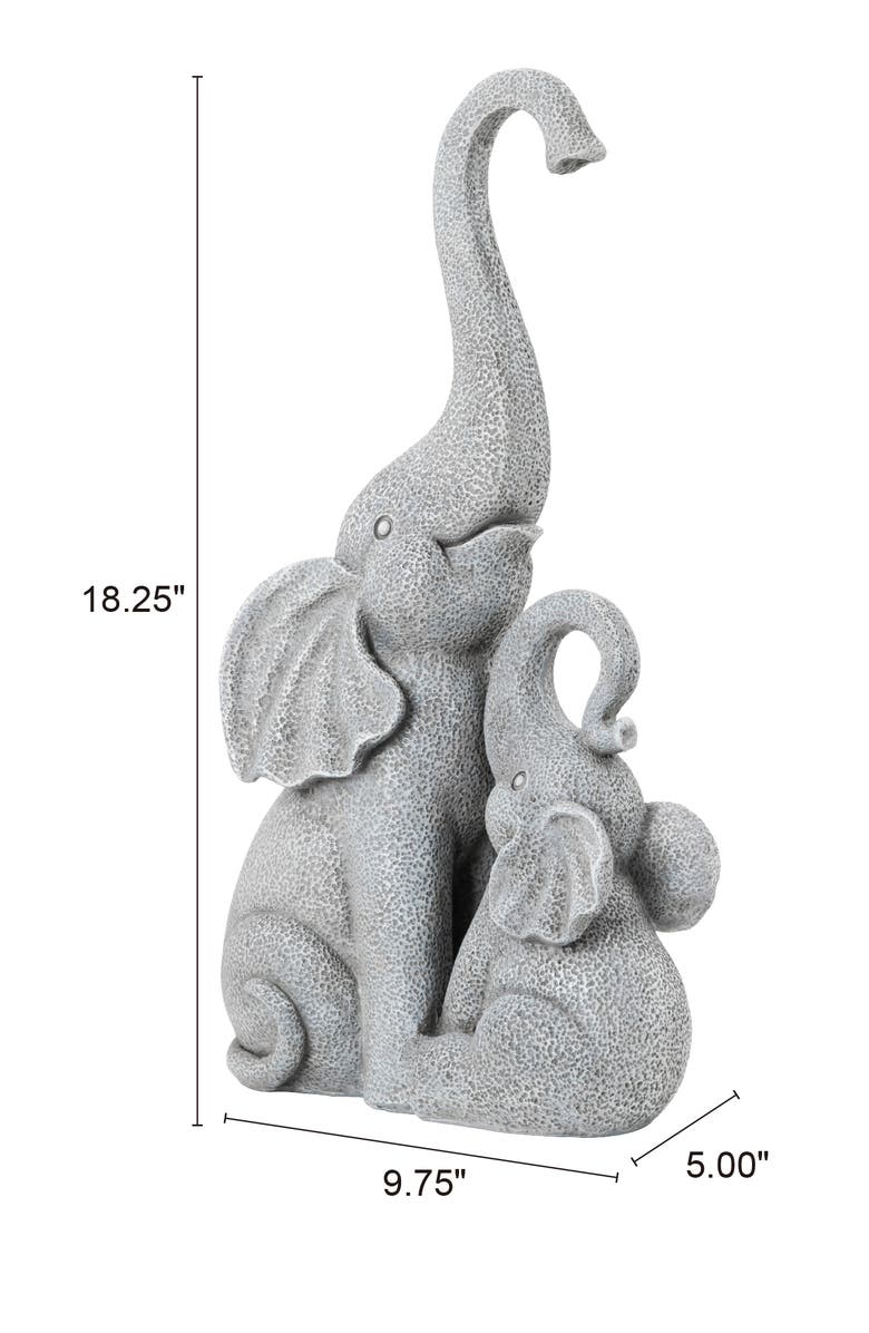 Glitzhome 18.25"H Resin Mother and Baby Elephant Statue, Alternate, color, Grey