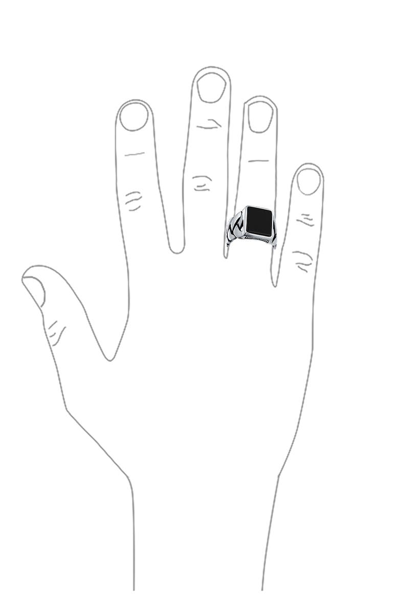 Men's Sterling Silver Semiprecious Stone Signet Ring, Alternate, color, BLACK