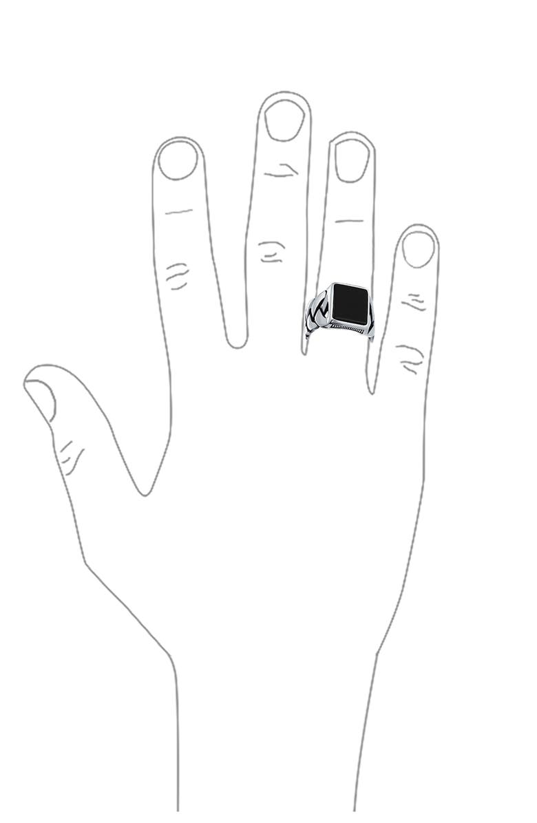 BLING JEWELRY Men's Sterling Silver Semiprecious Stone Signet Ring, Alternate, color, Black