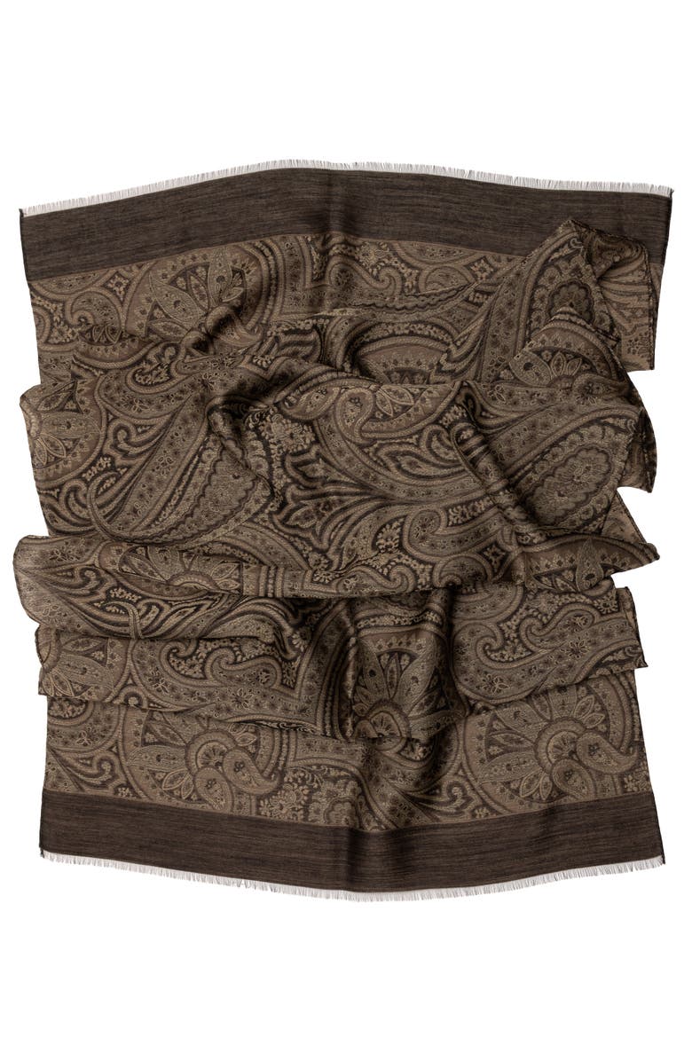 Elizabetta Leone - Wool Silk Scarf for Men, Alternate, color, Oak Brown