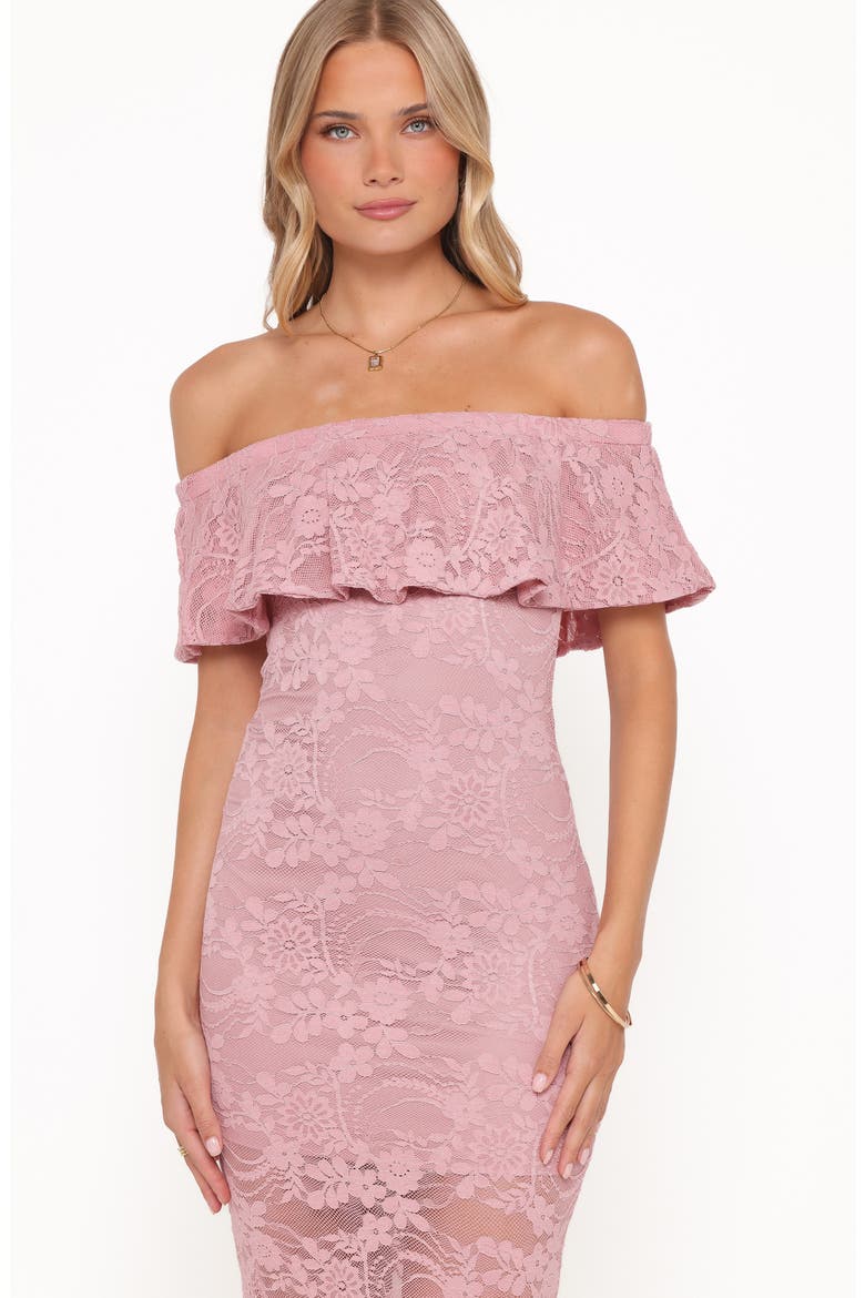 Mirelle Off the Shoulder Lace Maxi Dress, Alternate, color, PINK