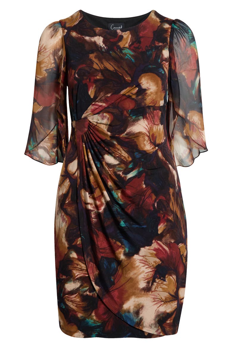 Floral Print Cape Sleeve Minidress, Alternate, color, SPICE