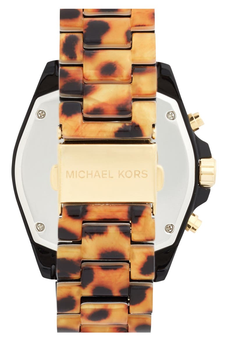Michael Kors 'Bradshaw' Chronograph Resin Bracelet Watch, 43mm, Alternate, color, CHEETAH TORTOISE