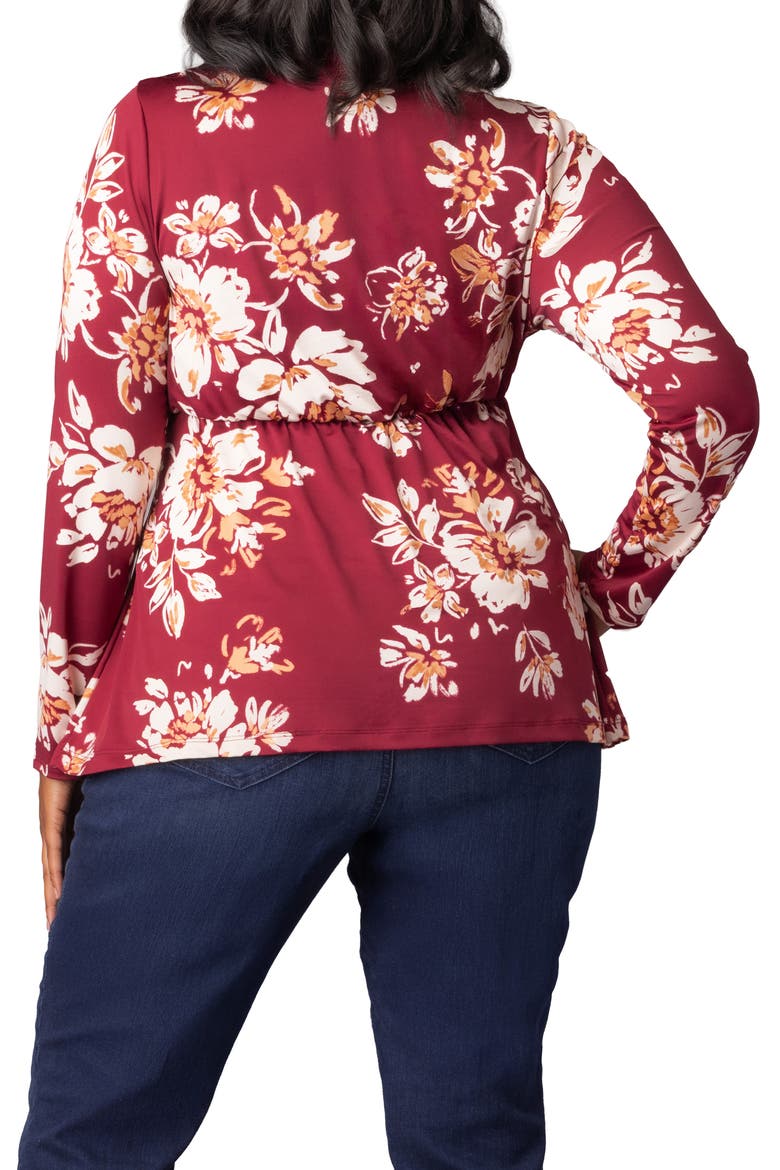 Abigail Long Sleeve Twist Front Top, Alternate, color, RED SCATTERED FLORALS