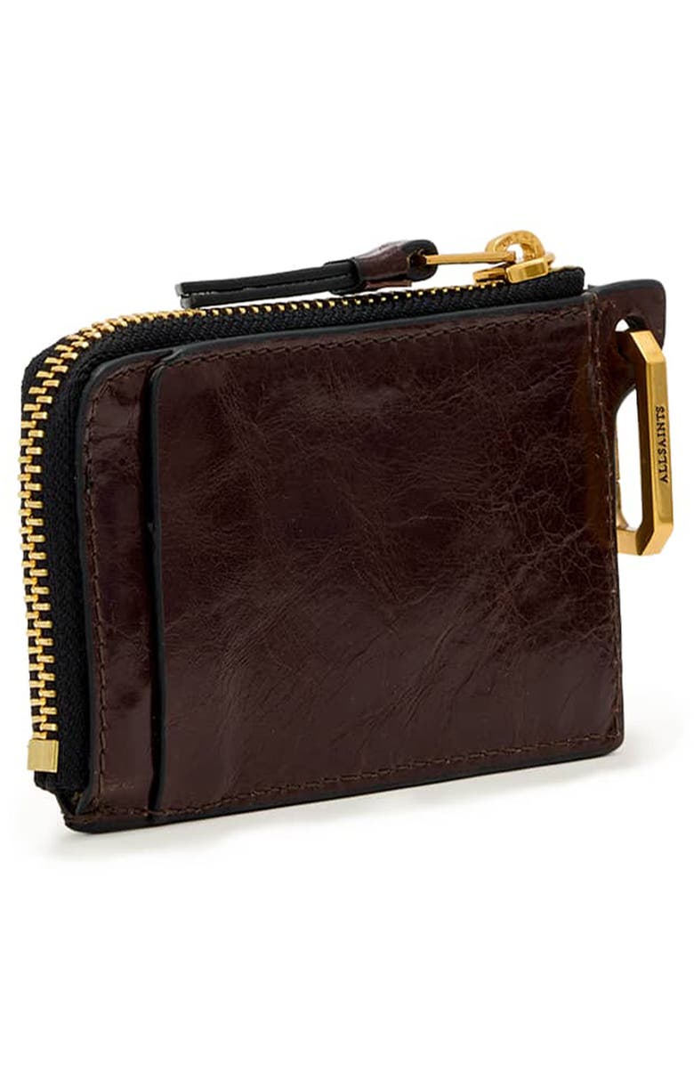 AllSaints Remy Leather Wallet, Alternate, color, Cognac Brown
