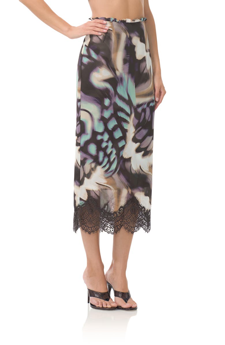 AFRM Ackley Lace Trim Midi Skirt, Alternate, color, Feather Swirl