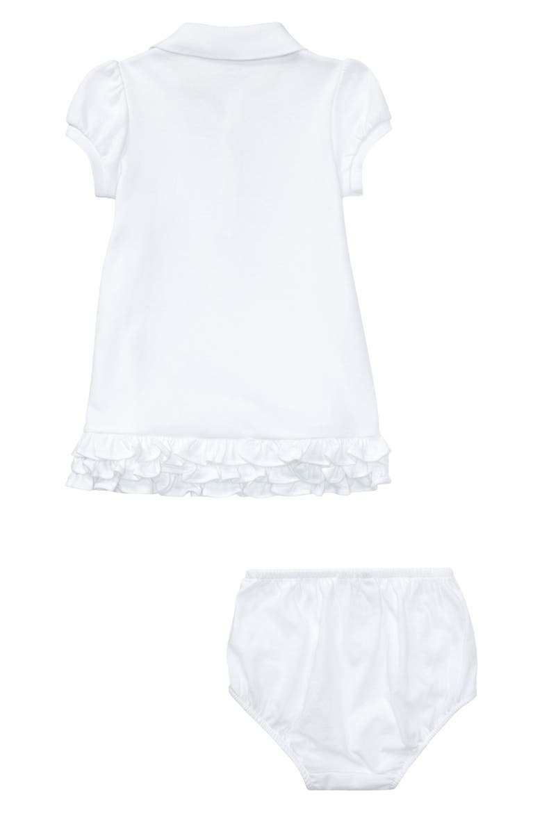 'Cupcake' Ruffle Hem Polo Dress & Bloomers, Alternate, color, WHITE