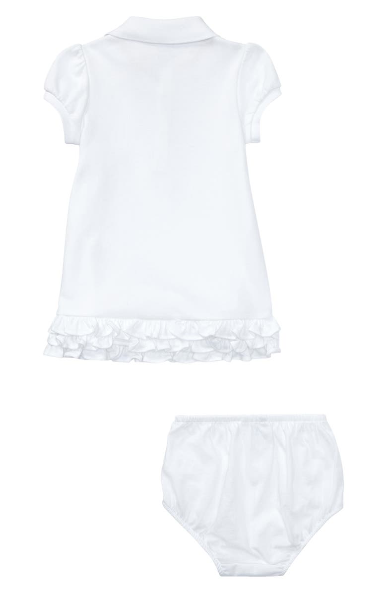 Ralph Lauren 'Cupcake' Ruffle Hem Polo Dress & Bloomers, Alternate, color, White