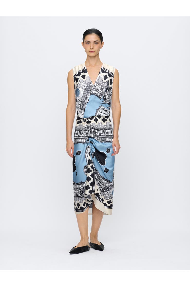 AGNES Sleeveless draped dress, Alternate, color, Black / White