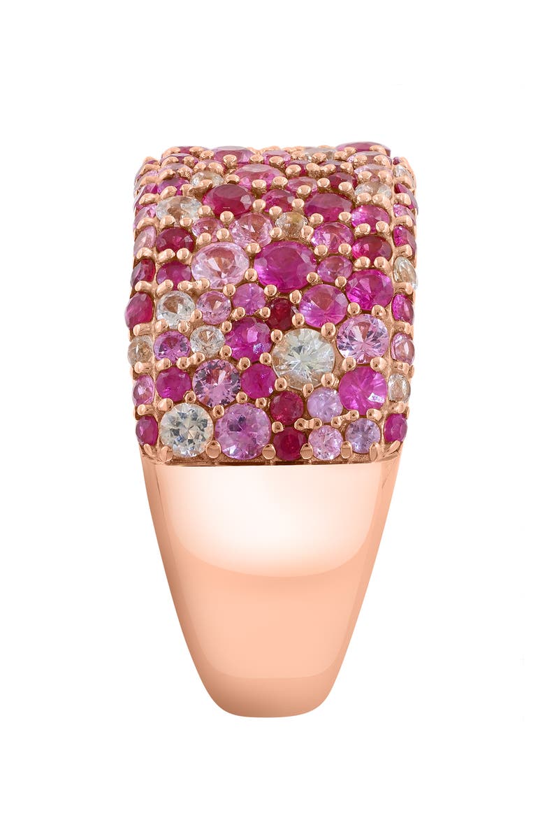 Gold-Plated Sterling Silver Ruby, Pink Sapphire & White Sapphire Pavé Ring, Alternate, color, Sterling Silver Gold Plated