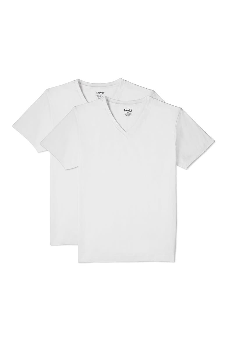 2-Pack Cool Stretch Cotton V-Neck Undershirts, Alternate, color, WHITE