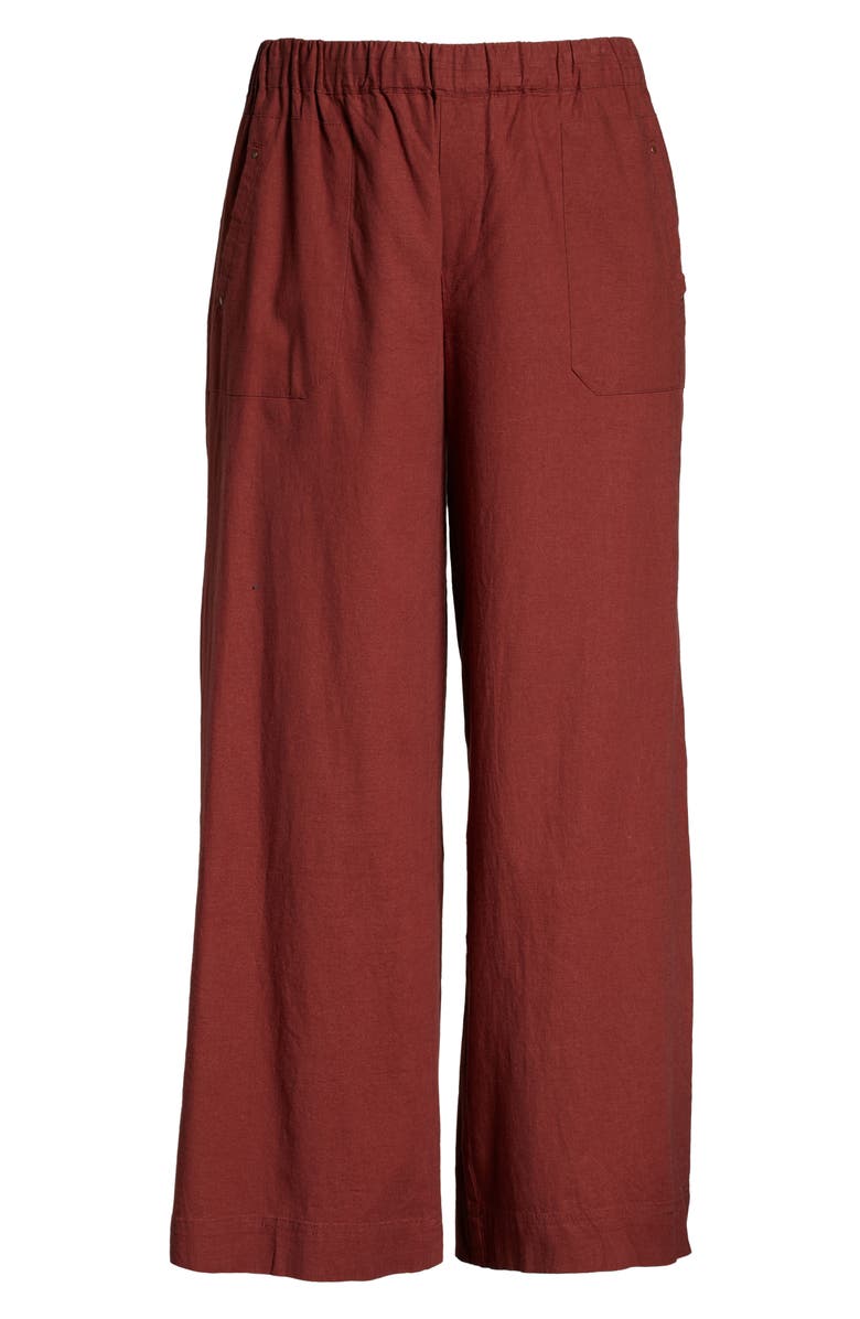 Wit & Wisdom High Waist Stretch Linen Blend Pants, Alternate, color, Burnt Henna