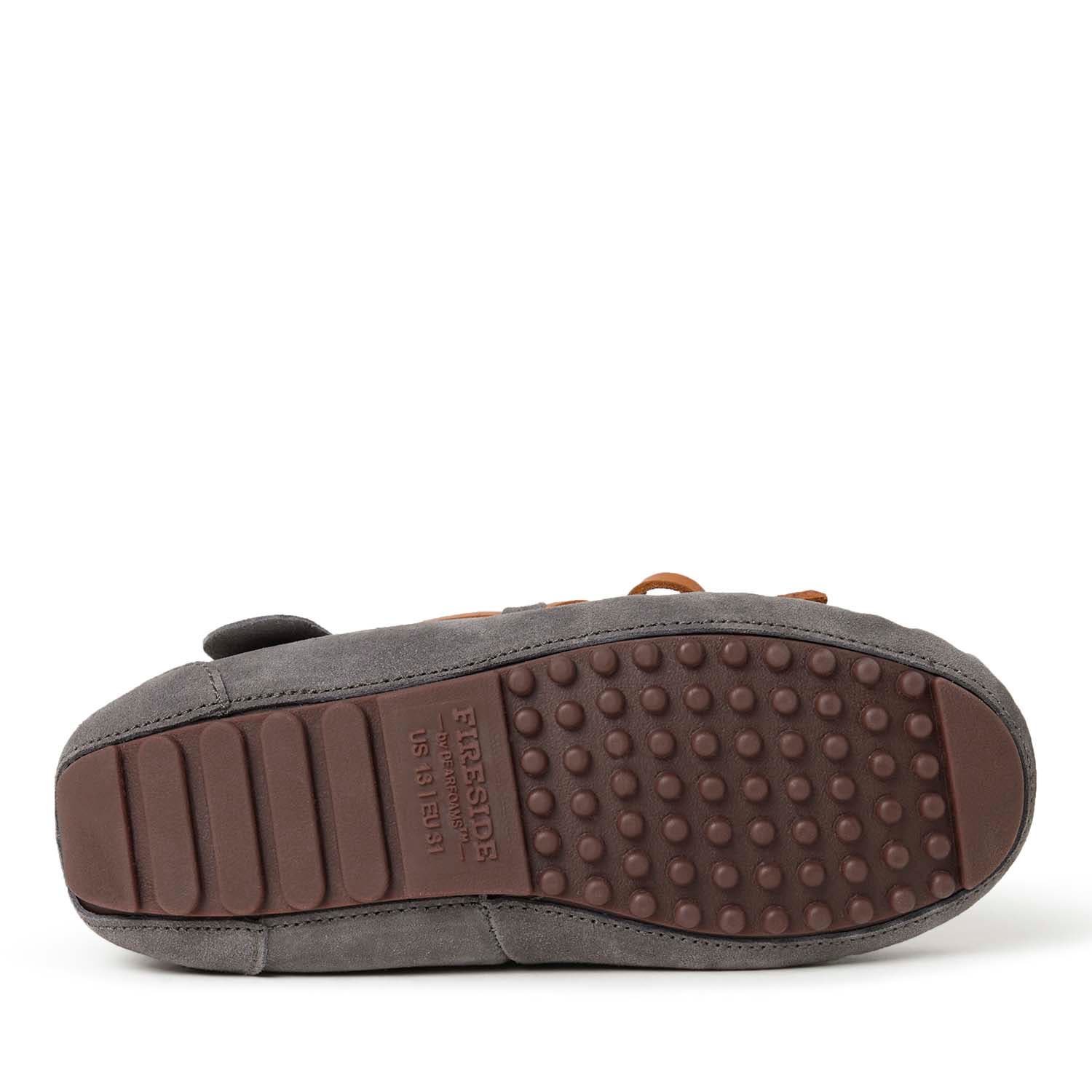 DEARFOAMS Kids' Fireside Parke Genuine Shearling Moccasin Slipper, Alternate, color, Grey