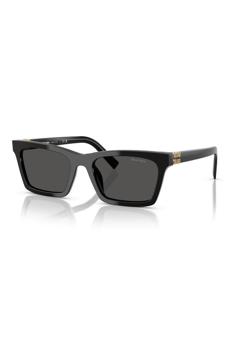 55mm Rectangular Sunglasses, Alternate, color, BLACK / DARK GREY