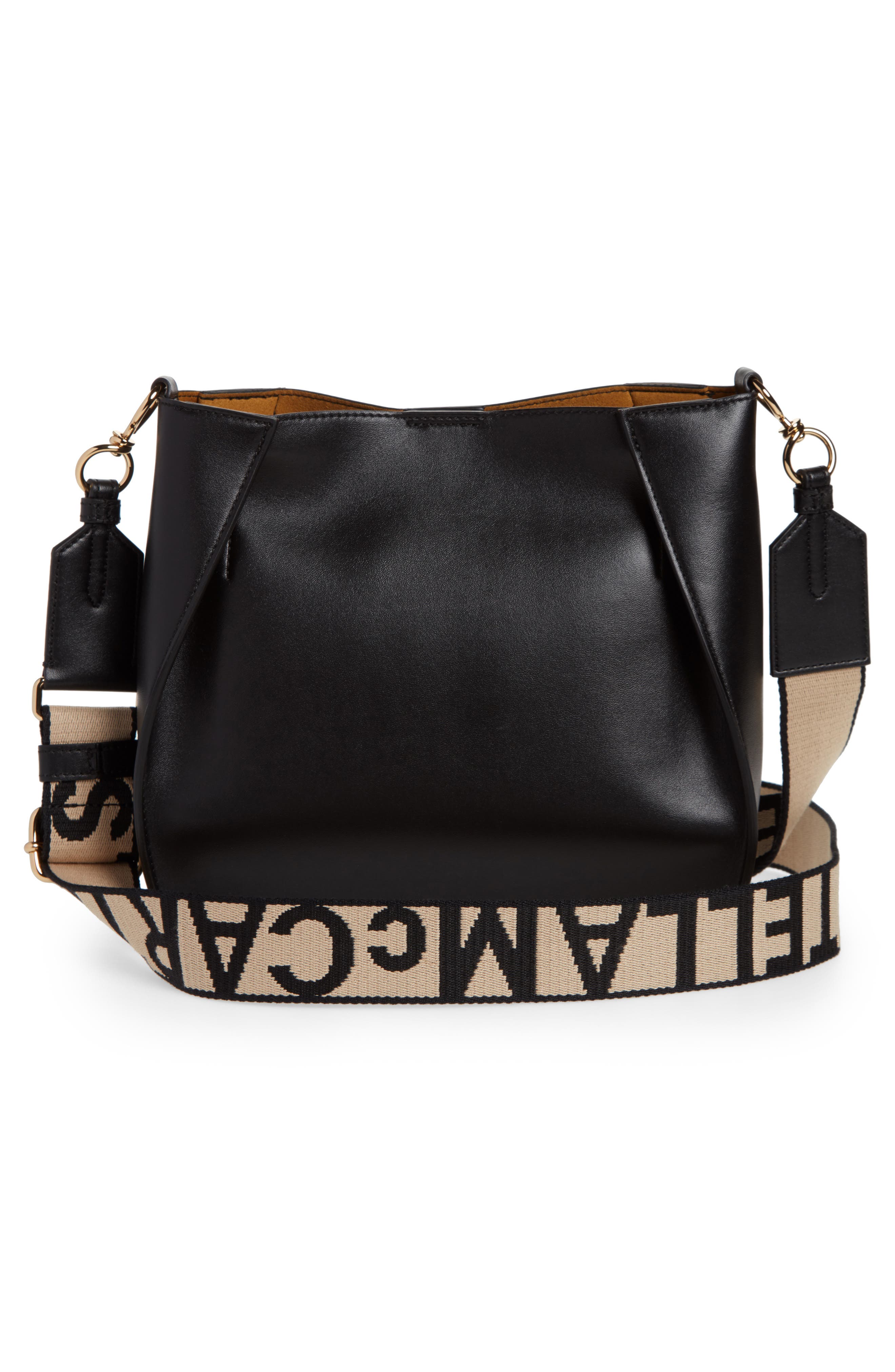 Perforated Logo Faux Leather Crossbody Bag, Alternate, color, BLACK
