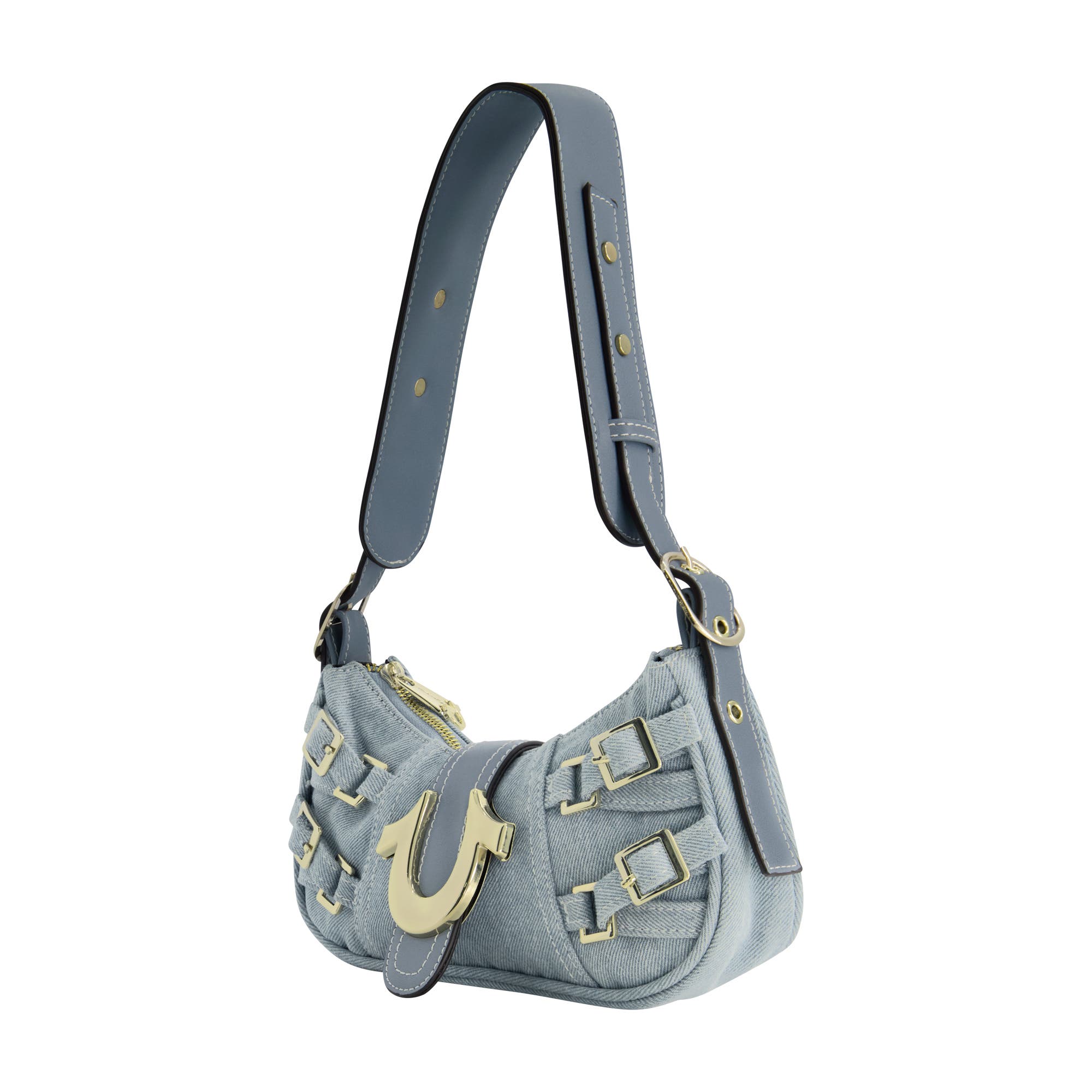 True Religion Multi-Strap Denim Shoulder Bag, Alternate, color, Denim