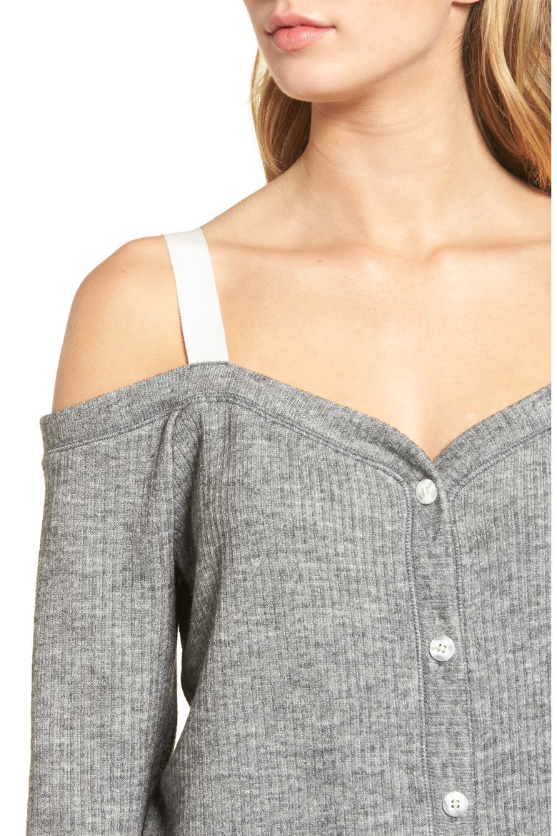 Grosgrain Cold Shoulder Top, Alternate, color, GREY CLOUDY HEATHER