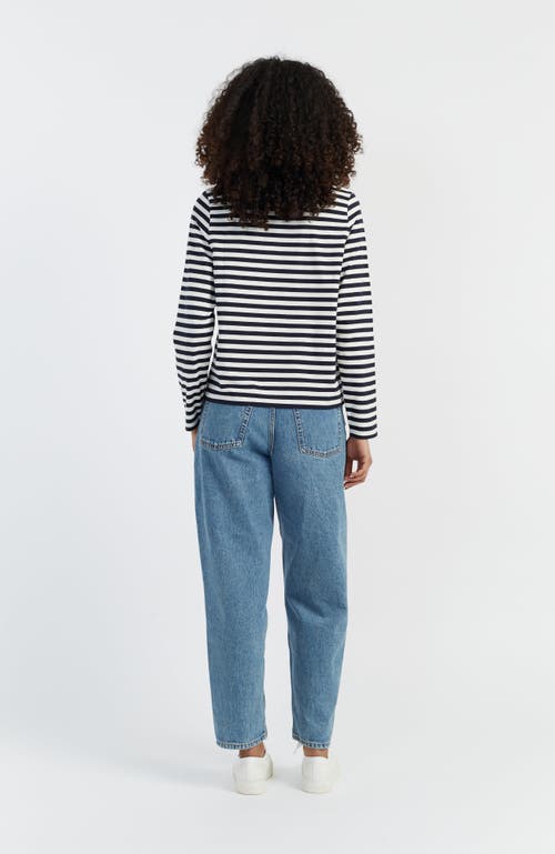 Chinti & Parker Navy Cotton Stripe Snoopy T-shirt In Navy