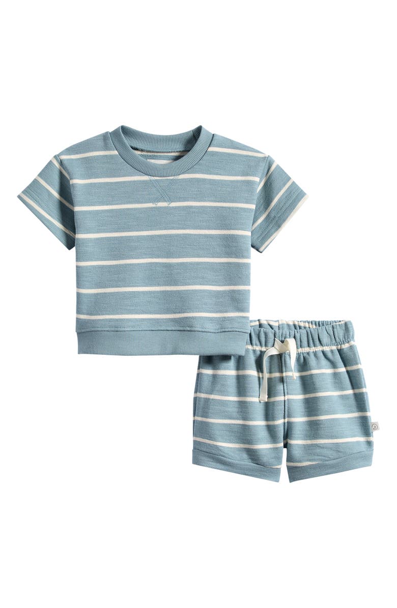 Little Planet Stripe T-Shirt & Shorts Set, Main, color, Blue Striped
