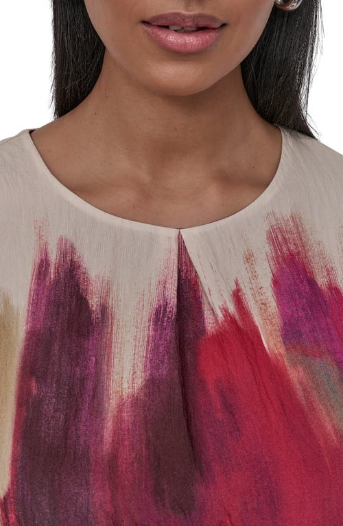 Dkny Print Bubble Hem Top In Brown