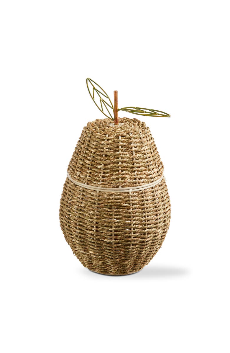 tag Pear Lidded Basket Natural Seagrass Summer, Main, color, Brown