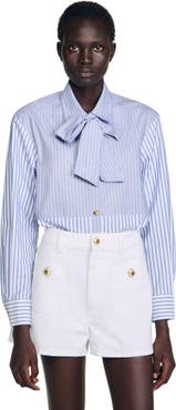 SANDRO Striped shirt with removable tie