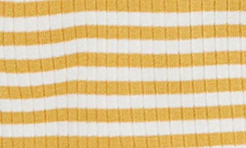 Shop Mori Rib Fitted One-piece Footed Pajamas In Mustard Stripe