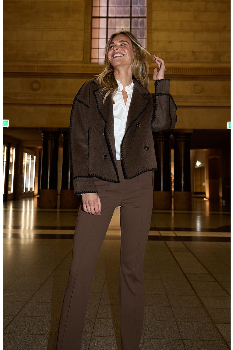 Briony Whipstitch Detail Jacket, Alternate, color, CHOCOLATE