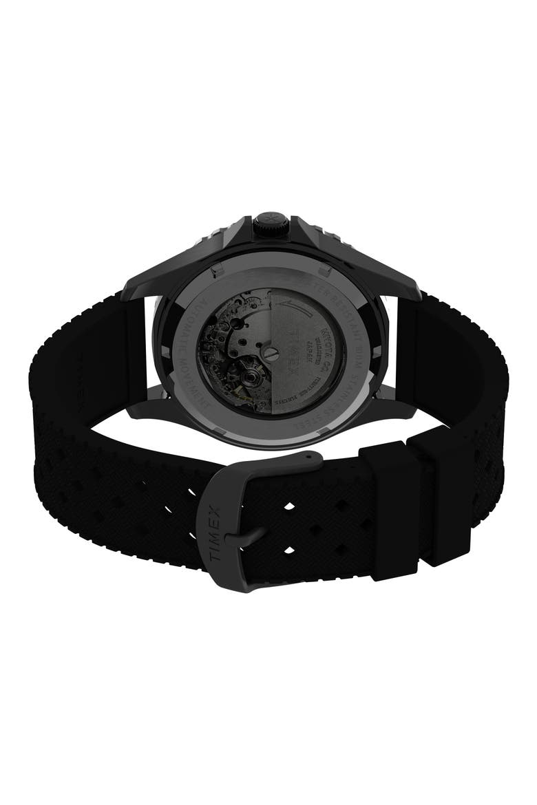 Navi XL Automatic Synthetic Rubber Strap Watch, 41mm, Alternate, color, BLACK
