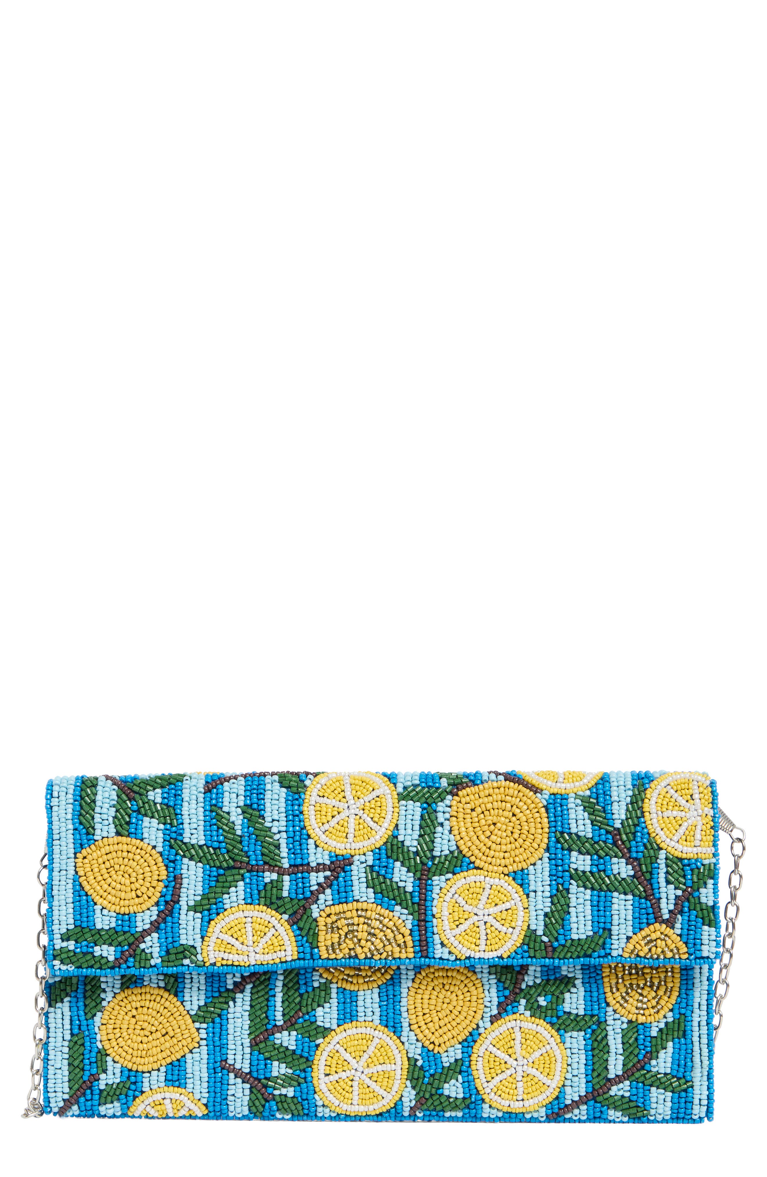 Collection XIIX Beaded Striped Lemon Clutch