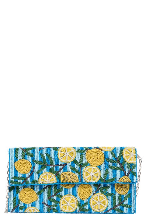 Beaded Striped Lemon Clutch