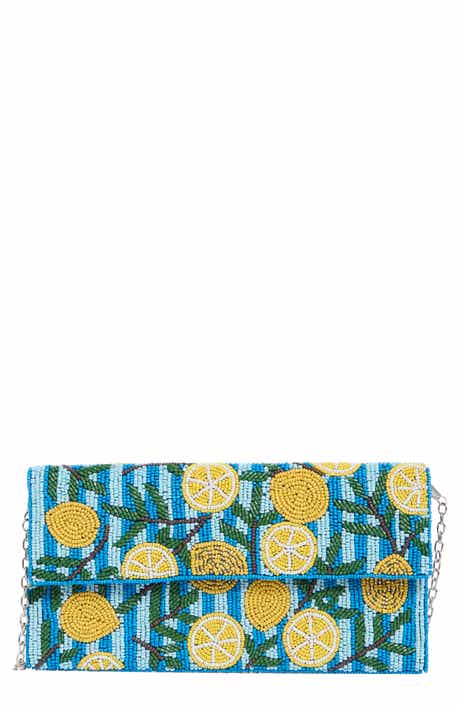 Collection XIIX Beaded Striped Lemon Clutch