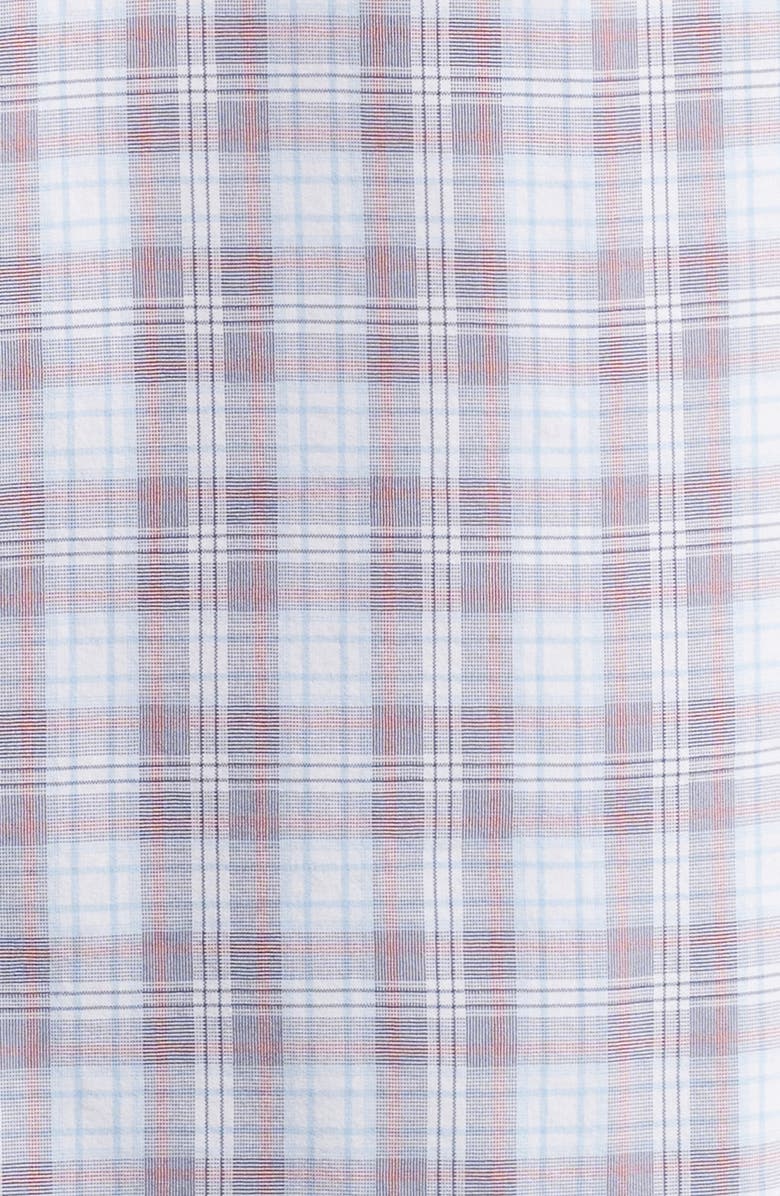 Peter Millar Watson Plaid Performance Poplin Button-Down Shirt, Alternate, color, Galaxy