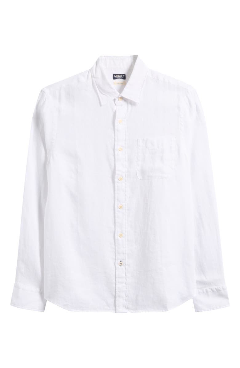 Faherty Laguna Linen Button-Up Shirt, Main, color, White