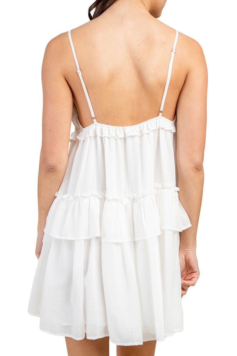Tiered Front Tie Minidress, Alternate, color, OFF-WHITE