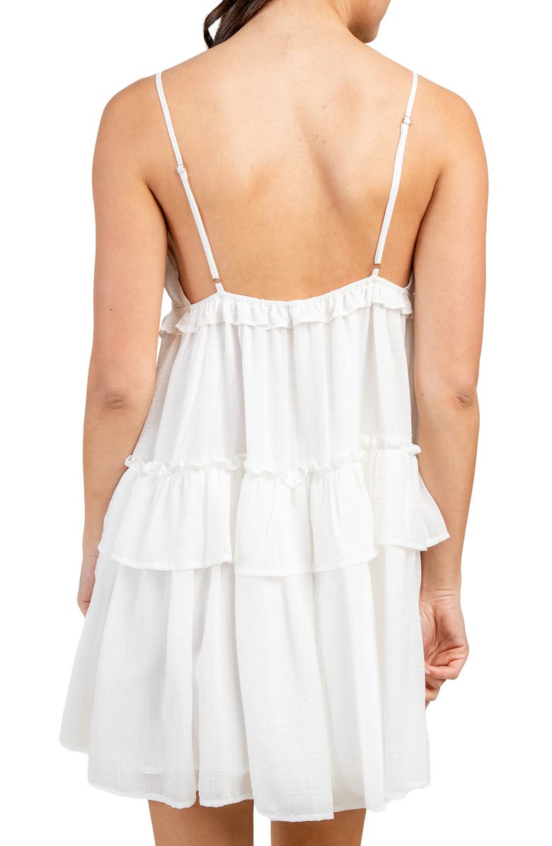 Beivy Tiered Front Tie Minidress, Alternate, color, Off-White