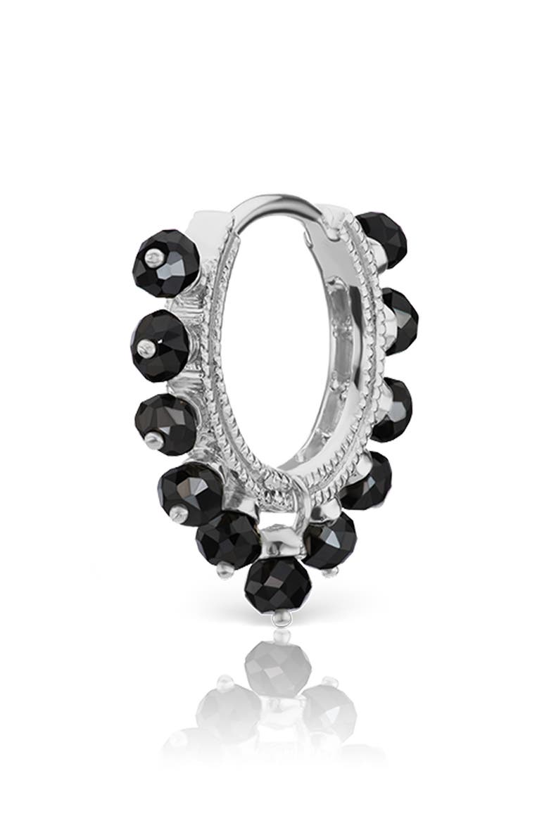 Coronet 8mm Black Diamond Earring, Main, color, WHITE GOLD