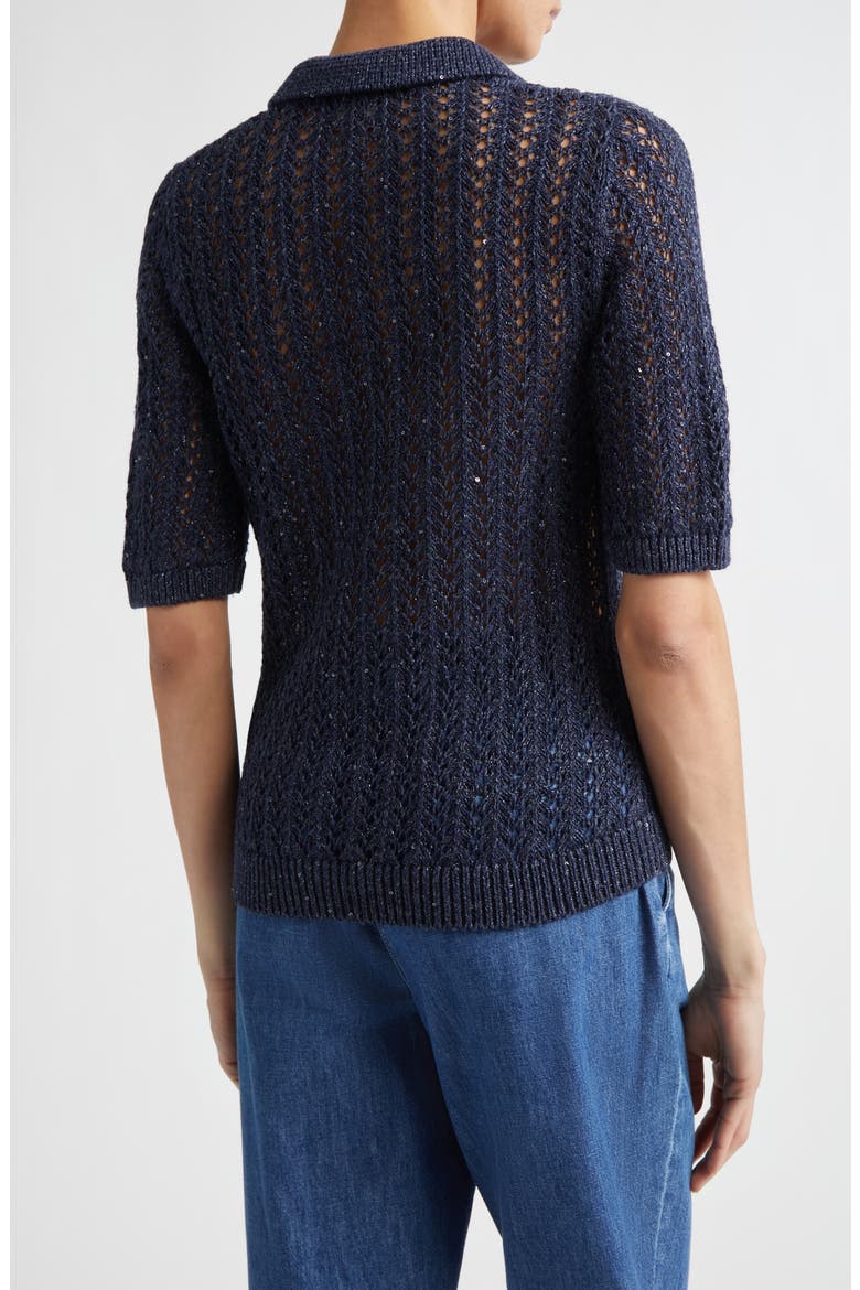 Open Stitch Cotton & Linen Blend Polo, Alternate, color, 11N NEW BLUE