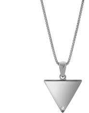 LuvMyJewelry Corinne Sterling Silver 0.01 Ct Diamond Triangle Pendant