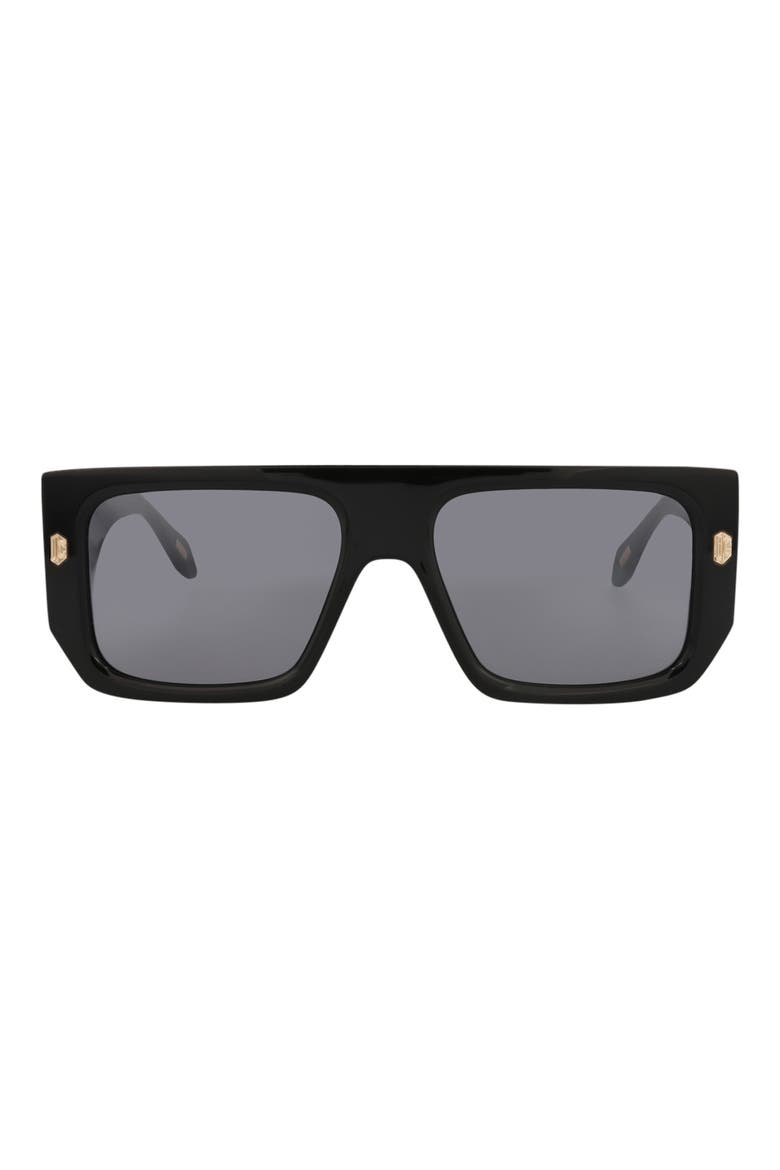56mm Rectangular Sunglasses, Main, color, BLACK BLACK SMOKE