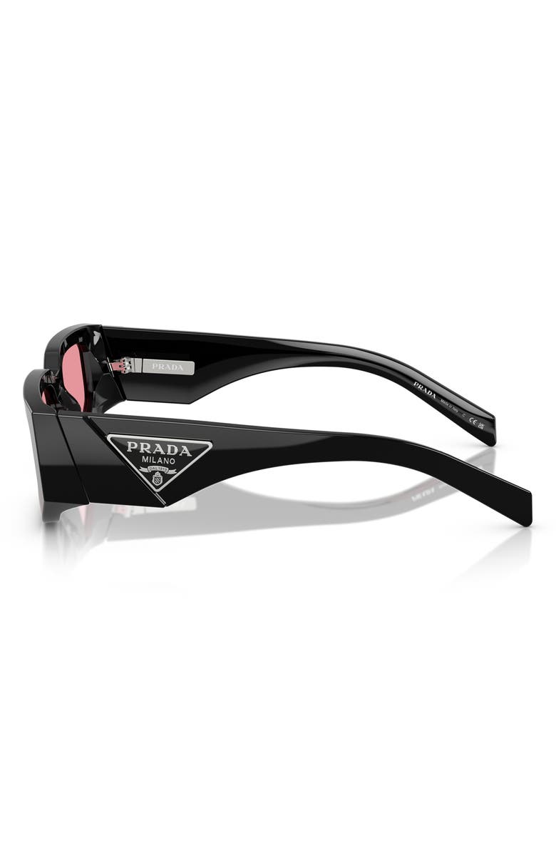 Prada 55mm Rectangular Sunglasses, Alternate, color, Black Pink