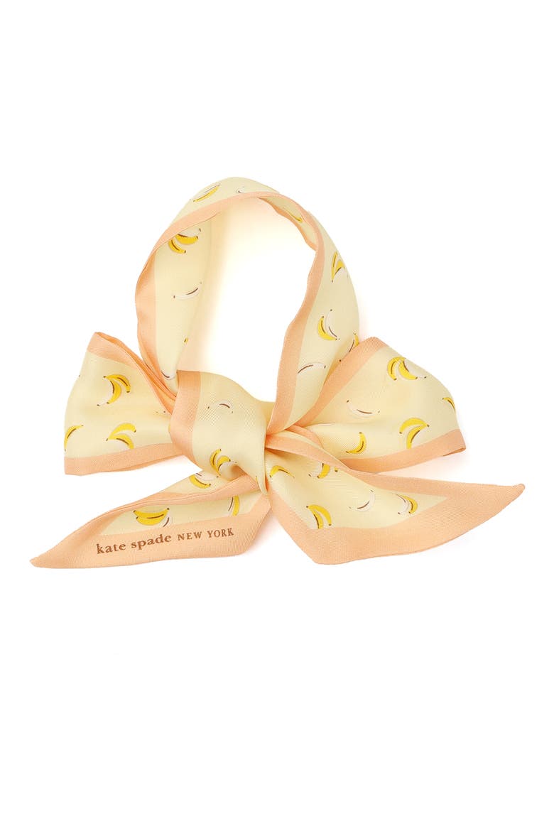 bold bananas silk skinny scarf, Alternate, color, LIGHT CANTALOUPE